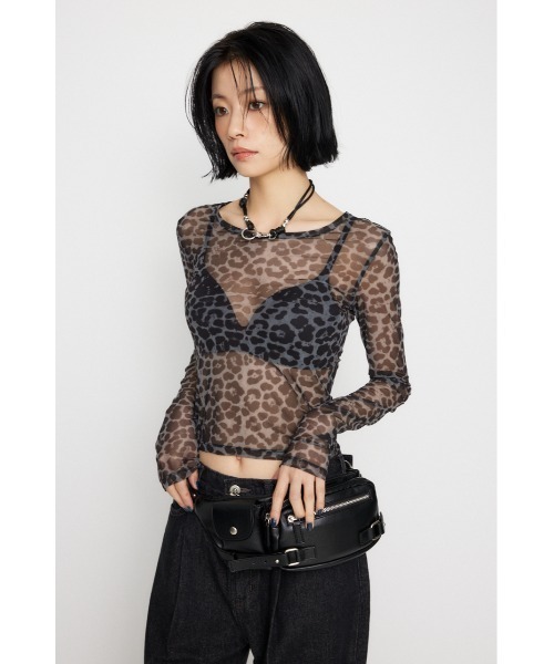 ⭐️LAGUA GEM⭐️ラグアジェムレオパード柄 Vネック 半袖Tシャツ ⭐️LAGUA GEM⭐️ラグアジェムレオパード柄 Vネック 半袖T