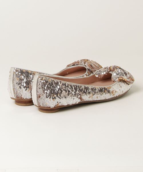 「JILL STUART」 リボンバレエシューズ 23.5cm シルバー レディース