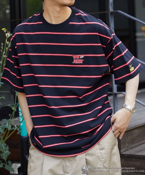 「FREAK'S STORE」 半袖Tシャツ「TOM and JERRYコラボ」 LARGE ブラック メンズ