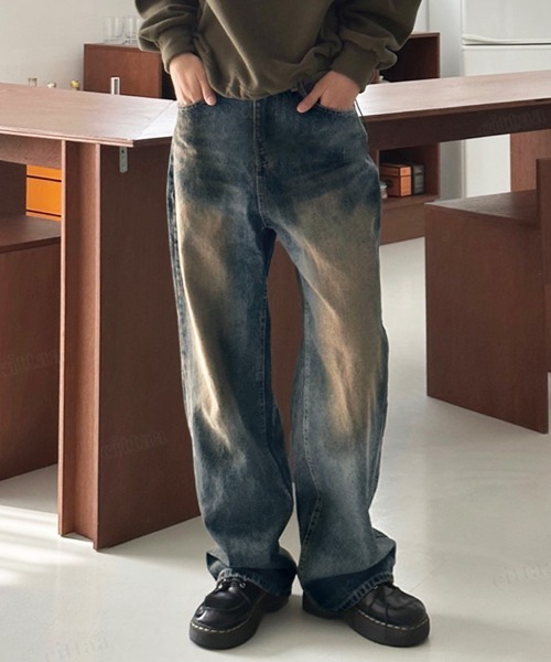 「Dalfwin」 「J JIM」加工デニムパンツ LARGE ダークブルー レディース