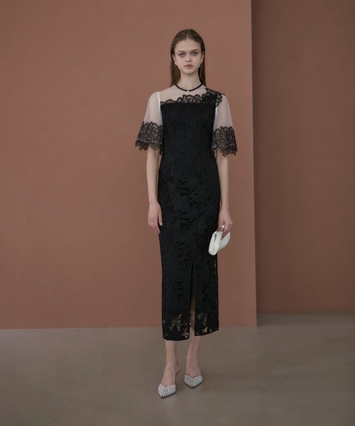 Leja（レジャ） ドレス 「LEJA」シアーレースフラワーIラインドレス