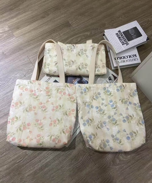 aimoha（アイモハ） トートバッグ フラワープリント レース刺繍