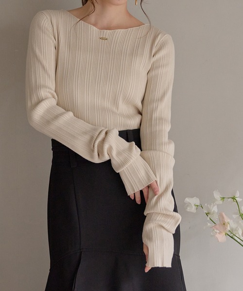 mideal（マイディール） ニット セーター long sleeve rib knit