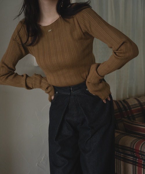 mideal（マイディール） ニット セーター long sleeve rib knit