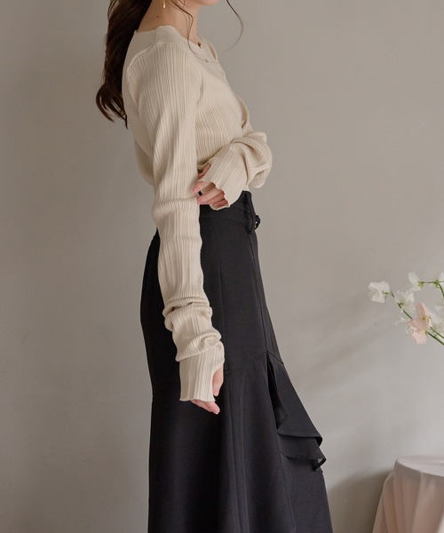美品 ローヘン LOHEN ニット セーター ロングスリーブ レイヤード 無地 ウール トップス レディース F(M~L相当) ブラック 美品 ローヘン LOHEN ニット セーター ロングスリーブ レイヤード 無地