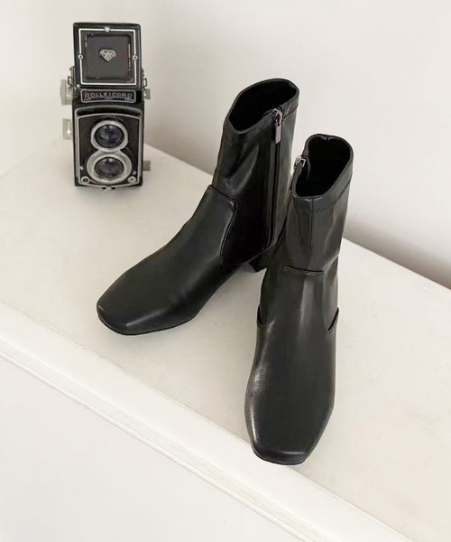 HIMIKO 25cm ブラック ショートブーツ HIMIKO ブーツ 「HIMIKO」「撥水」ストレッチブーツ/650407 レディース