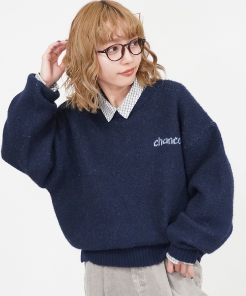 gossara（ゴサラ） ニット セーター 「韓国っぽスタイル」手書き風ロゴ