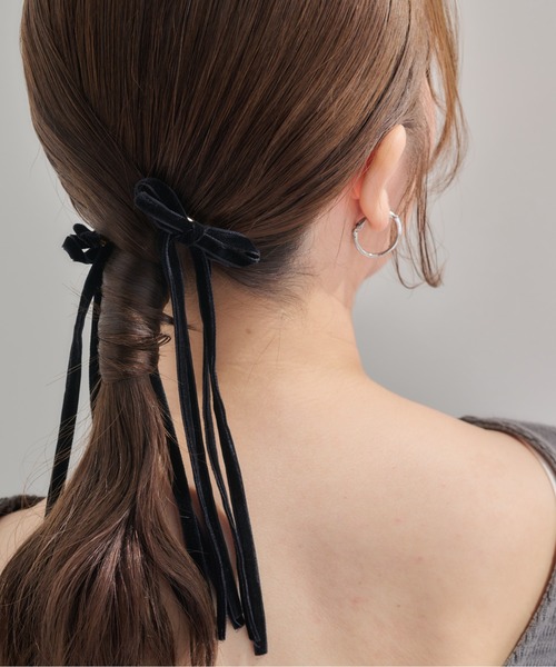 dee doo dah ヘアクリップ 「deedoodah」ベロアロングリボン ミニヘア