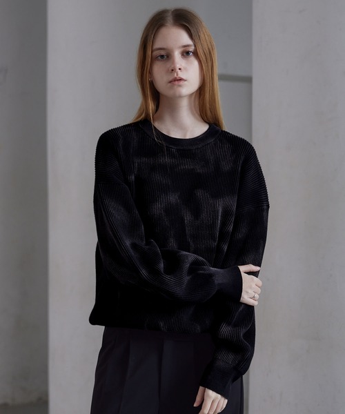CLEL 泊ニット　ブラック CLEL（クレイル） セーター ニット 「CLEL」Basic/Spray Rib Knit Crew