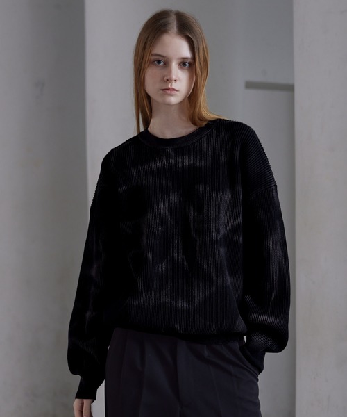 CLEL 泊ニット　ブラック CLEL（クレイル） セーター ニット 「CLEL」Basic/Spray Rib Knit Crew