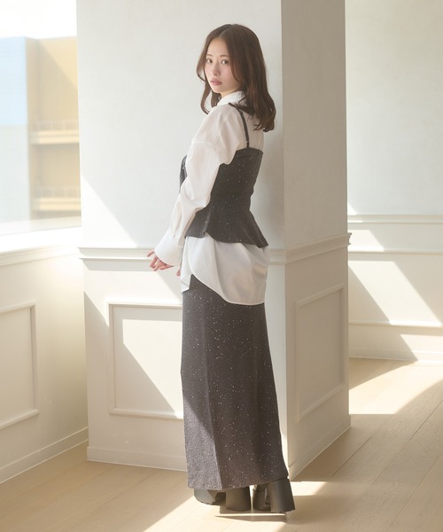 Ambre Neige（アンブルネージュ） スカート sequins slit knit skirt