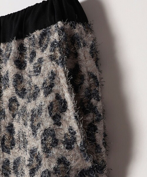 SHIPS any レオパード ジャカード Iライン イージー スカート SHIPS any:〈手洗い可能〉レオパード ジャカード Iライン イージー