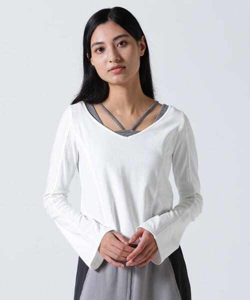 AULA AILA ホワイト透け感長袖トップス AULA（アウラ） tシャツ AULA/アウラ/別注トップス レディース