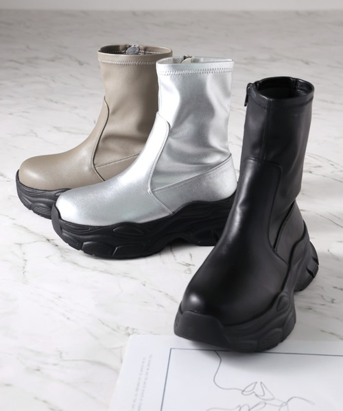 「VIVIAN」 ショートブーツ M ブラック レディース_画像2