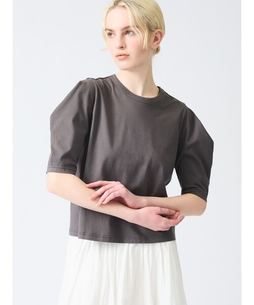 「mizuiroind」 半袖カットソー FREE チャコールグレー レディース_画像7