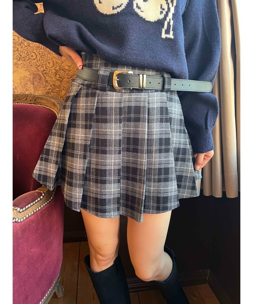 PHILLY（フィリー） スカート 「2点セット」ベルト付チェックプリーツ