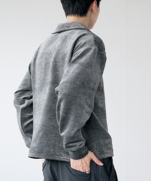 Adoon plain ポロシャツ Velour Skipper Long Sleeve Poro / ベロア