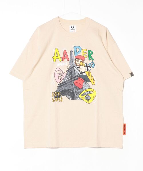 「AAPE BY A BATHING APE」 半袖Tシャツ X-LARGE ライトベージュ メンズ_画像2