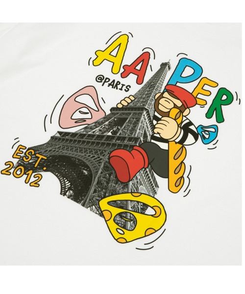 「AAPE BY A BATHING APE」 半袖Tシャツ X-LARGE ライトベージュ メンズ_画像4