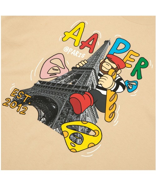 「AAPE BY A BATHING APE」 半袖Tシャツ X-LARGE ライトベージュ メンズ_画像8