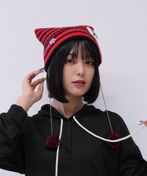 Uenui ニット帽 ニットキャップ 「 cunii 」星 モチーフ ボーダー