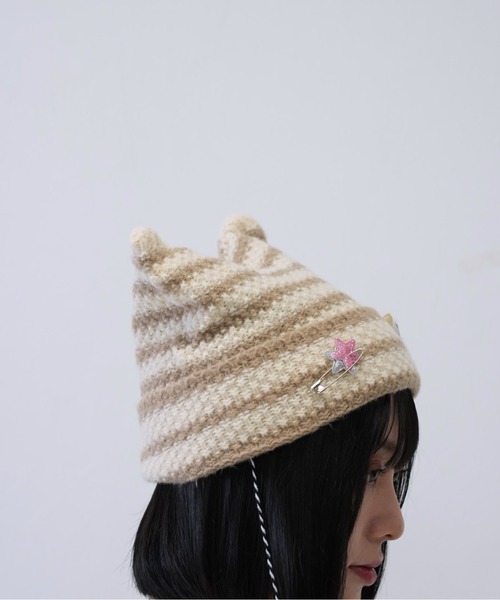 Uenui ニット帽 ニットキャップ 「 cunii 」星 モチーフ ボーダー