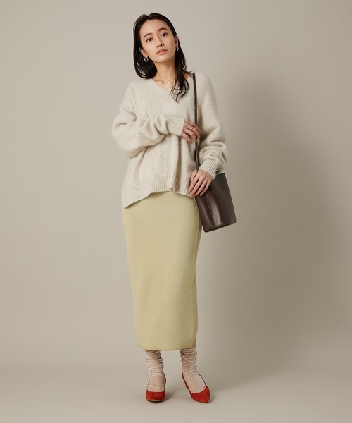 「ADAM ET ROPE'」 ニットスカート FREE ホワイト レディース_画像3