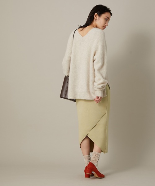 「ADAM ET ROPE'」 ニットスカート FREE ホワイト レディース_画像4