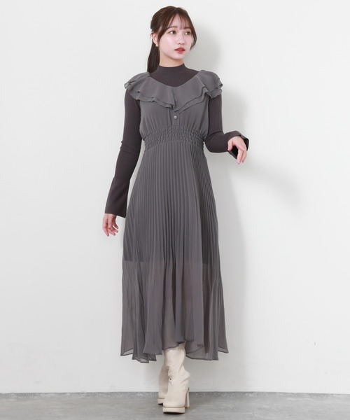 「Cheek」 ニットワンピース MEDIUM チャコールグレー レディース_画像2