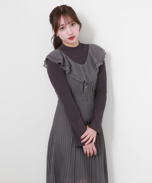 「Cheek」 ニットワンピース MEDIUM チャコールグレー レディース_画像4