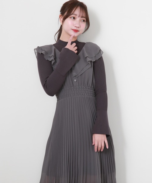 「Cheek」 ニットワンピース MEDIUM チャコールグレー レディース_画像7