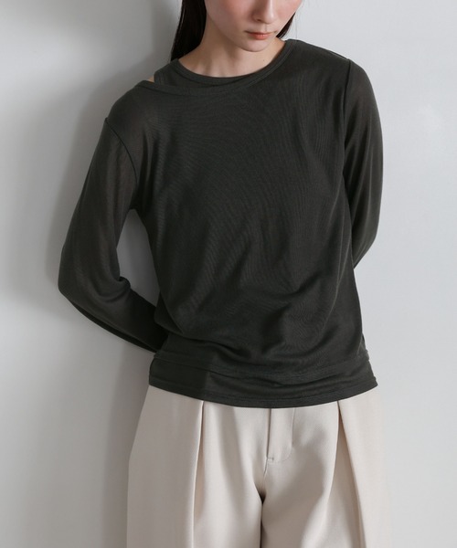 select MOCA（セレクトモカ） tシャツ シアーレイヤードアシメネック
