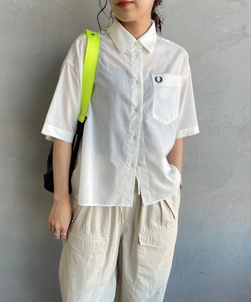 ブラウス シャツ 「FRED PERRY/フレッドペリー」 別注 ワンポイントロゴ刺繍 シアーシャツ「追加」 レディースの画像