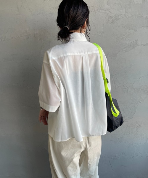 ブラウス シャツ 「FRED PERRY/フレッドペリー」 別注 ワンポイントロゴ刺繍 シアーシャツ「追加」 レディースの画像