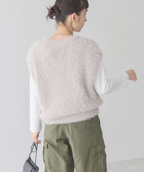 「AMERICAN HOLIC」 ニットベスト M ベージュ レディース_画像3