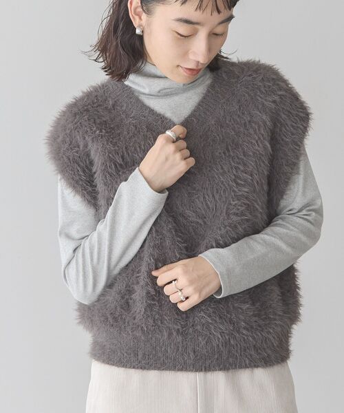 「AMERICAN HOLIC」 ニットベスト M ベージュ レディース_画像7