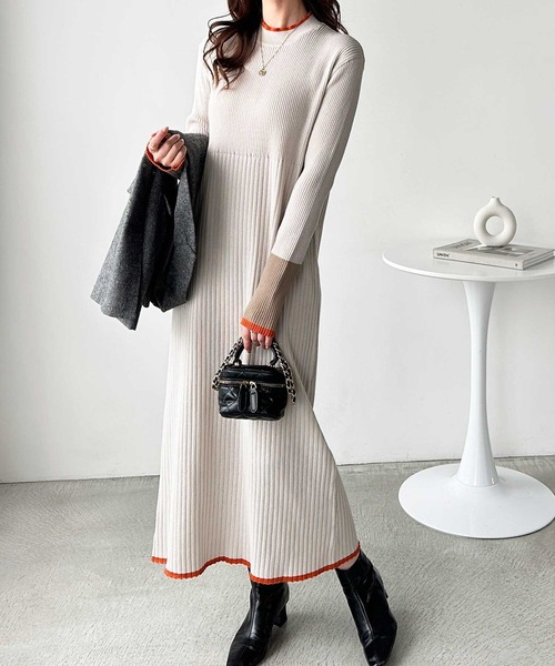 「GeeRA」 ニットワンピース LARGE 杢グレー レディース_画像7