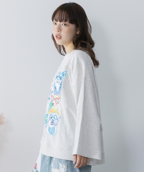 ScoLar（スカラー） tシャツ 161617：ラメ入りわんにゃん柄裏毛プル