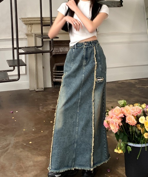 「FREE STYLISTS」 デニムスカート S ブルー レディース_画像3