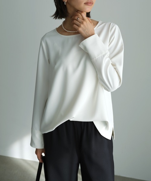 evernavy ブラウス シャツ ダブルクロスTブラウス レディース