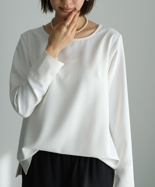 evernavy ブラウス シャツ ダブルクロスTブラウス レディース