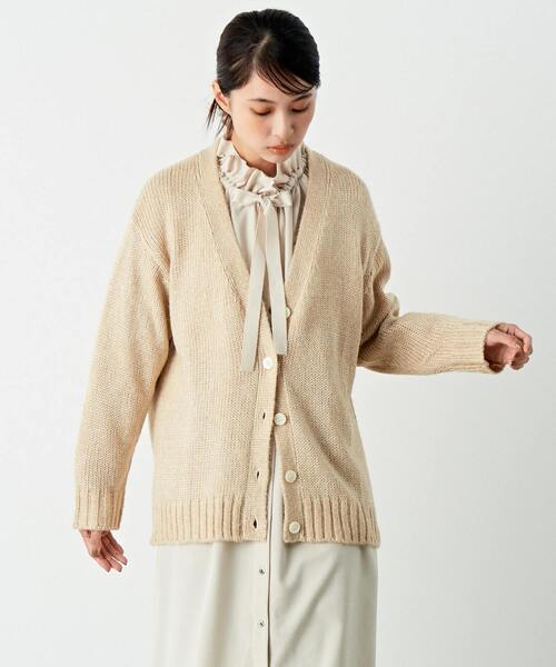 「Lourmarin」 ニットカーディガン FREE キャメル レディース_画像2