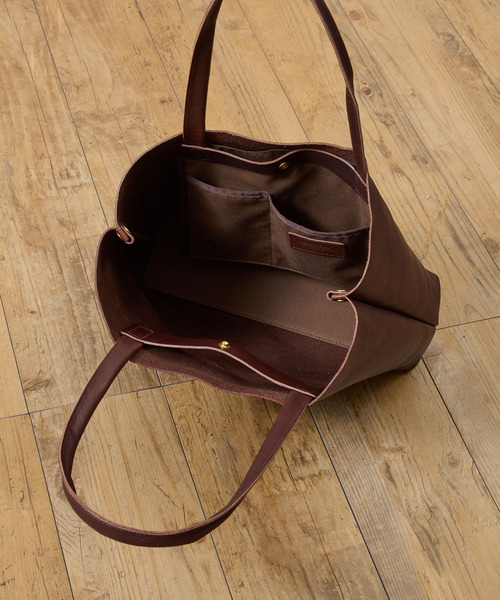 SLOW Bono 栃木レザー トートバッグ 大きいサイズ チョコブラウン スロウ SLOW スロウ トートバッグ SLOW bono tote bag width type ボノ