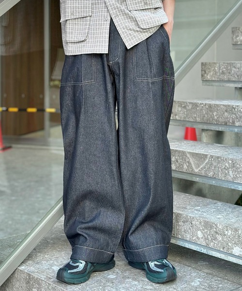 MandO（エムオー） ワイドパンツ ジーンズ ストライプ＆無地ベイカー