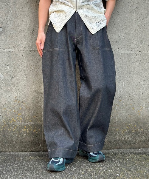 MandO（エムオー） ワイドパンツ ジーンズ ストライプ＆無地ベイカー