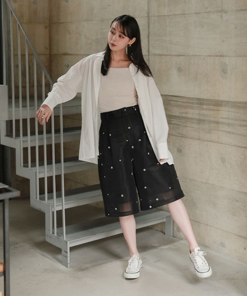 パンツ シアーバミューダパンツ レディースの画像