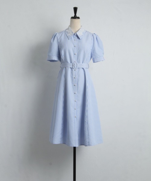 「tocco closet」 シャツワンピース M ネイビー レディース_画像3