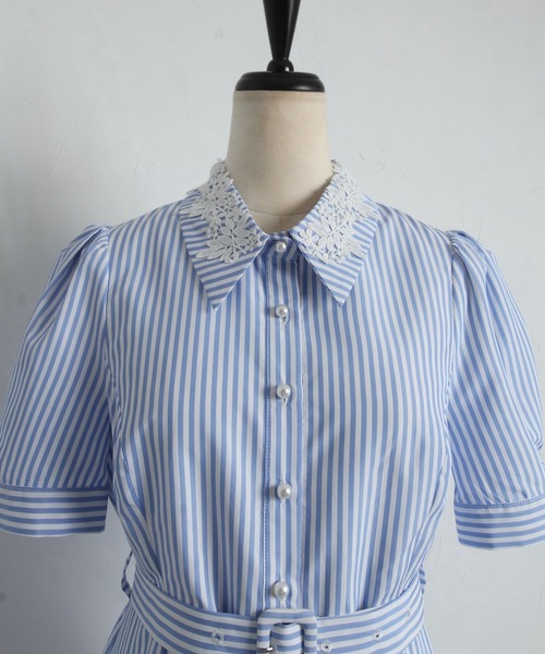 「tocco closet」 シャツワンピース M ネイビー レディース_画像6
