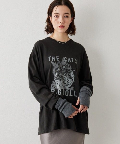 「Whim Gazette」 長袖カットソー FREE チャコールグレー レディース_画像9