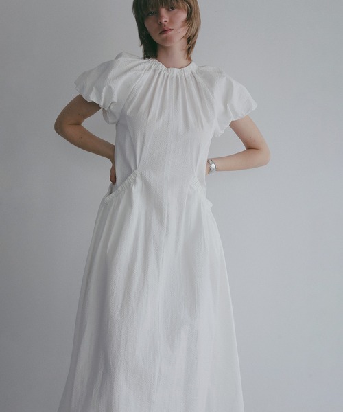 ワンピース 半袖 GATHER POCKET RIBBON ONE PIECE | MANOF | 01